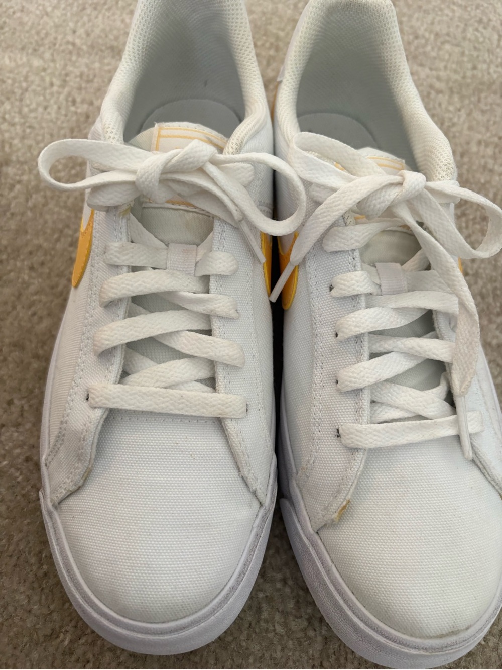 Nike Court Royale AC Canvas Sneakers White Topaz Yellow Low Top